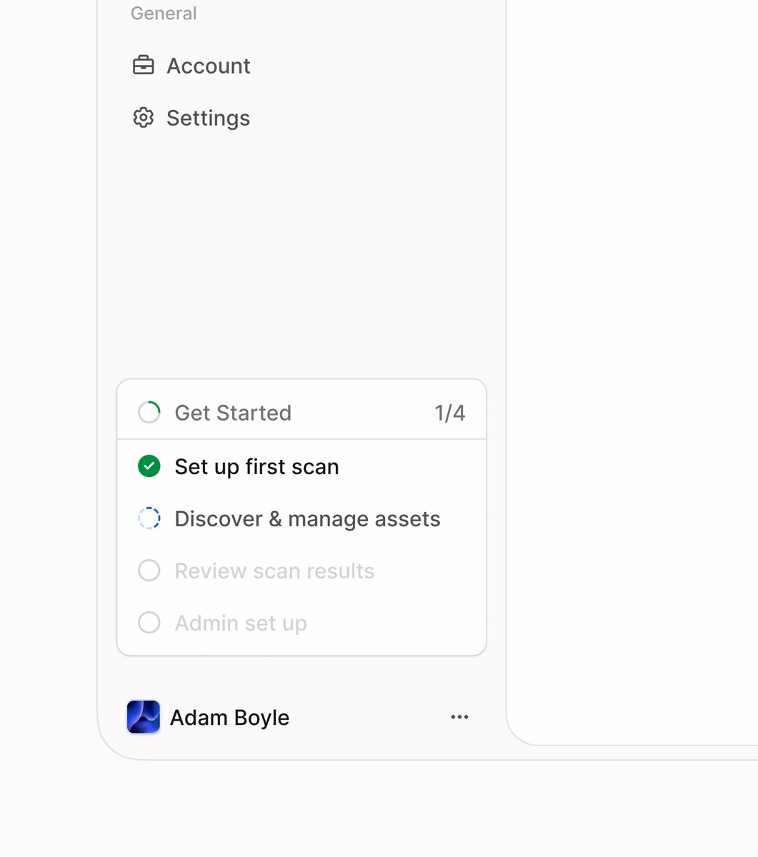Side bar onboarding steps - Adam